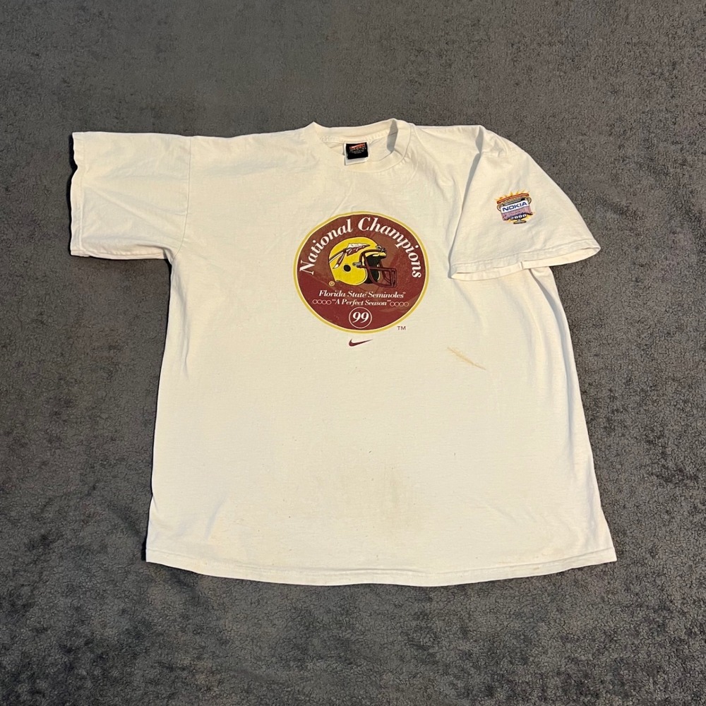 Vintage 90s Thrashed Nike Florida State Seminoles National Champions Shirt Large